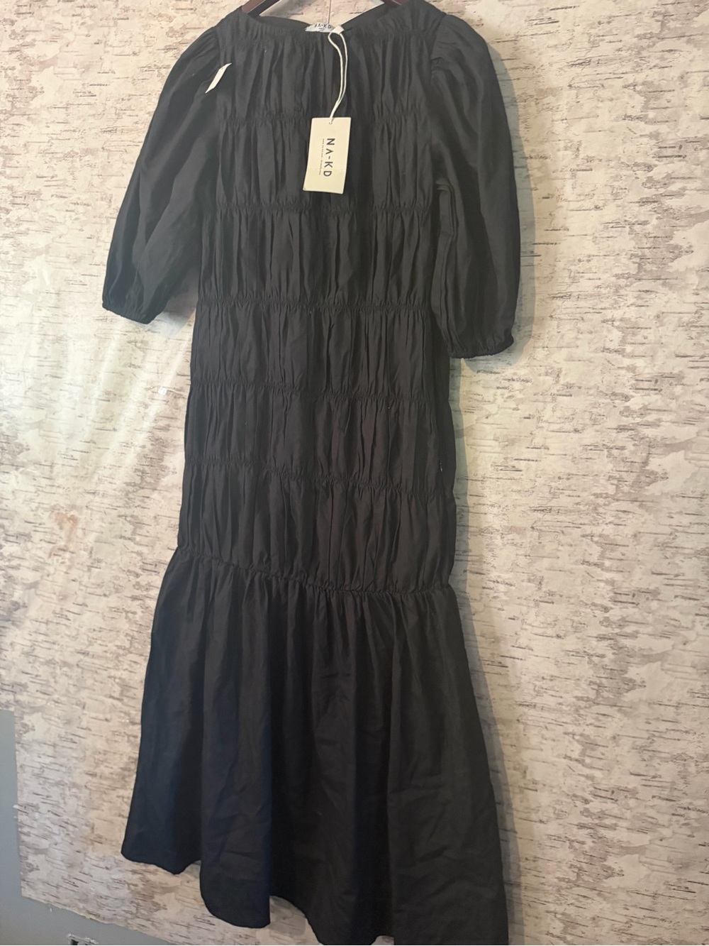 NA-KD Black Tiered Maxi Dress with Gathered Bodice Sold Out Get It Now💕
